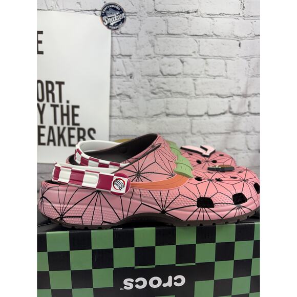 Crocs x Demon Slayer Nezuko Anime Clog Mens 12 Pink Green Slip On Shoes NEW main image 8